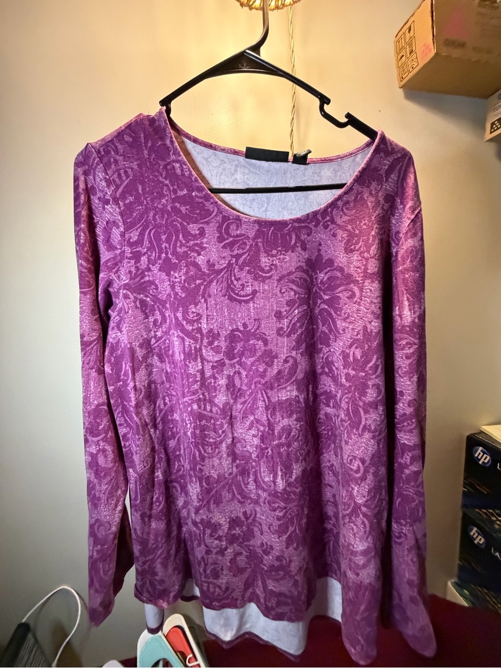 Women's Purple Scoop Neck Long Sleeve Top Susan Graver side medium